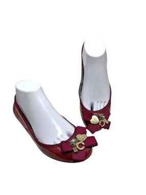 Coach Poppy Caper Magenta Patent Leather Embellished‎ Ballet Flats